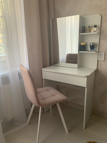 Стул на металлокаркасе Чилли синяя ткань / белый фото покупателя 596