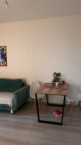 Стеклянный стол Фостер 120(160)х120х76 серый мрамор / черный фото покупателя 34