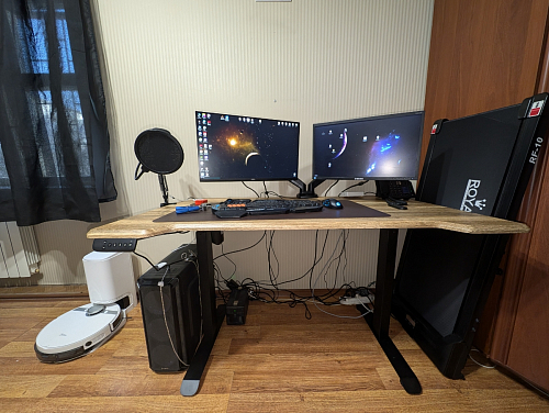 Компьютерный стол Маркос с механизмом подъема 120х75х75 черный / кантри орех фото покупателя 27