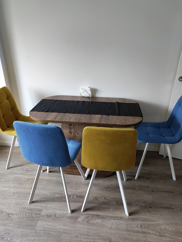 Стул на металлокаркасе Чилли синяя ткань / белый фото покупателя 938