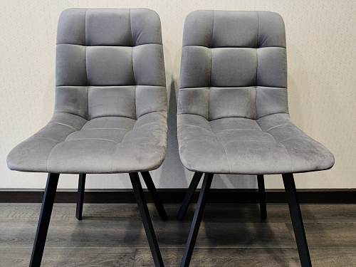 Стул на металлокаркасе Чилли К светло-серый велюр / черный каркас фото покупателя 724