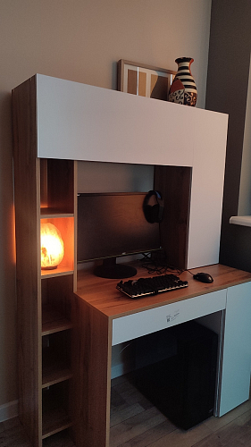 Письменный стол Комфорт 12.71 дуб золотой craft / белая аляска  - Уцененный экземпляр фото покупателя 162