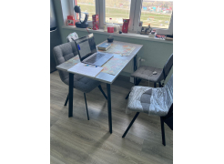 Стол Тринити Лофт 120 32 мм бетон / черный матовый фото покупателя 97