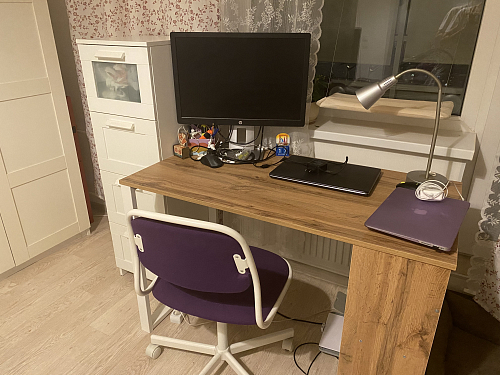 Письменный стол Битти Лофт 116х60х75 дуб вотан / белый матовый фото покупателя 134