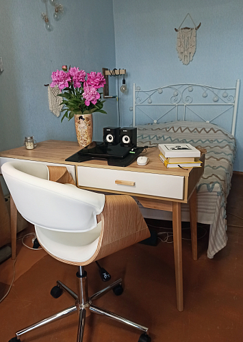 Компьютерное кресло Bend/Бэнд мод.9035 экокожа / белый / натуральный / хром фото покупателя 7