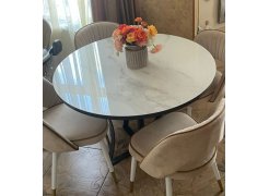 Стеклянный стол Нейтон белый мрамор / графит фото покупателя 6