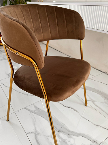 Стул на металлокаркасе Kamelia зеленый / золото фото покупателя 38