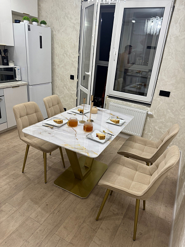 Стол на тумбе Бугун белый / золото фото покупателя 76