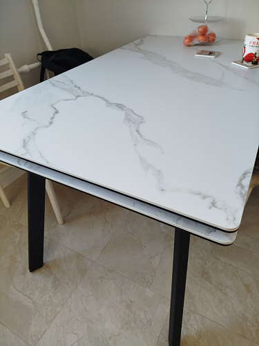 Керамический стол Норман 140 (200) х 80 белый мрамор alpin white / snow white / белый фото покупателя 3