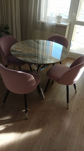 Стул на металлокаркасе Gabi 1 light blue / black / gold фото покупателя 266