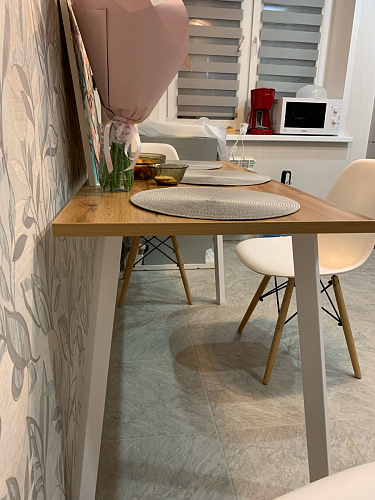 Стол Тринити Лофт 140 25 мм дуб делано темный / белый фото покупателя 61