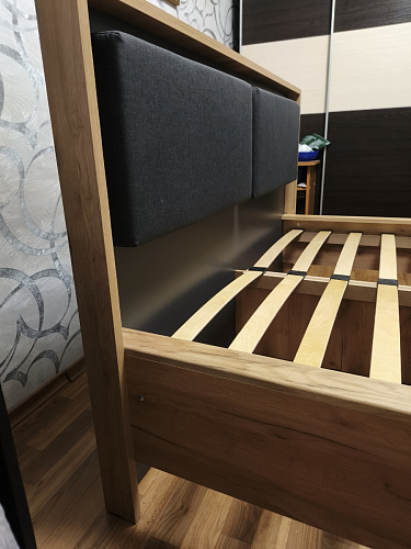 Двуспальная кровать Клауд 160х200 парящая дуб крафт золотой / антрацит фото покупателя 427