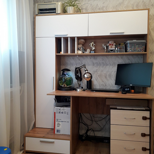 Письменный стол Лайт 03.243 дуб золотой (craft) / белый премиум фото покупателя 30