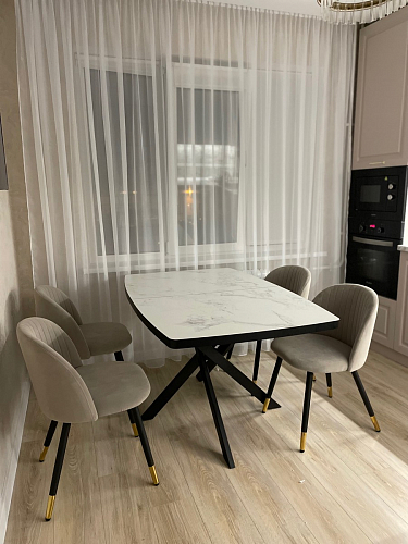 Стул на металлокаркасе Gabi 1 light blue / black / gold фото покупателя 284