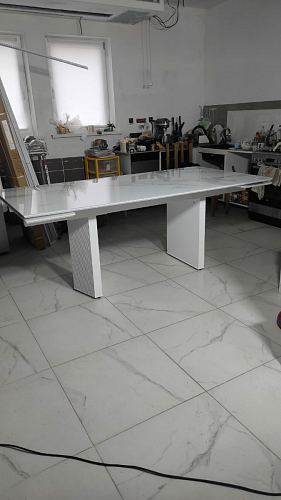 Керамический стол Монерон 180(240)x90 calacatta gold / дуб монтана фото покупателя 9