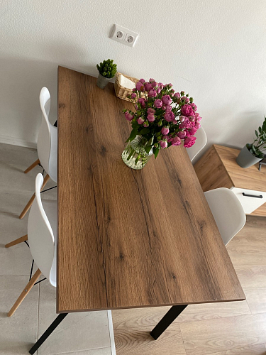 Стол Тринити Лофт 120 32 мм дуб галифакс табако / черный матовый фото покупателя 358