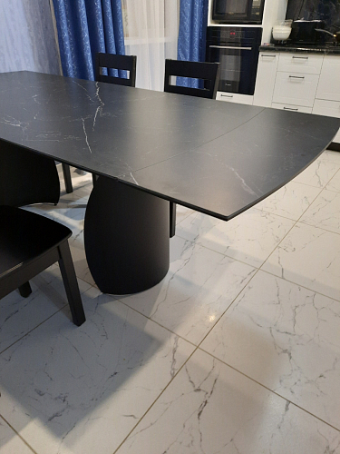 Керамический стол Готланд 160(220)х90х79 белый мрамор / черный фото покупателя 16