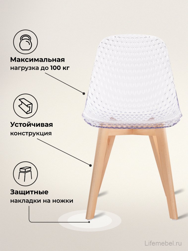 Пластиковый стул Vart clear / wood