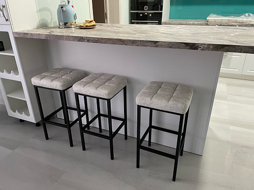 Барный стул Лофт кожзам темно-серый / черный матовый фото покупателя 31