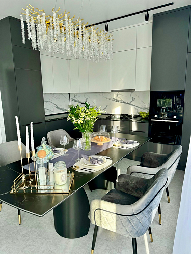 Керамический стол Готланд 160(220)х90х79 белый мрамор / черный фото покупателя 7