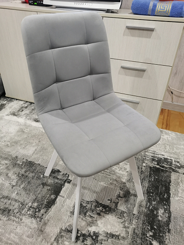 Стул на металлокаркасе Чилли К светло-серый велюр / черный каркас фото покупателя 232