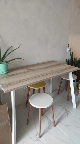 Стол Тринити Лофт 120 32 мм бетон / черный матовый фото покупателя 40