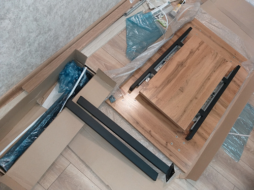 Стол раскладной Колон Лофт 120 32 мм дуб галифакс табако / черный матовый фото покупателя 48