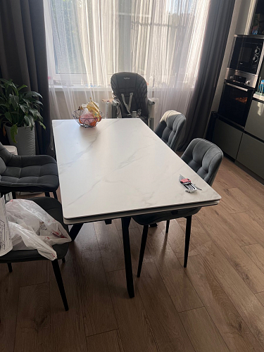 Керамический стол Вилли 140(200)х80 carmen light grey / черный фото покупателя 52