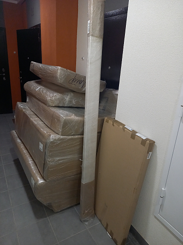 Диван угловой Элмира правый серая рогожка / черная экокожа фото покупателя 1