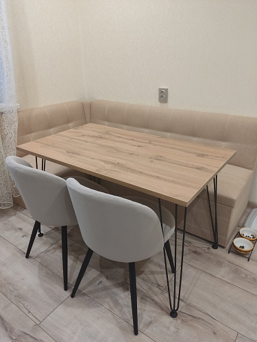 Стул на металлокаркасе Gabi 1 light blue / black / gold фото покупателя 176