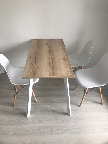 Стеклянный стол Фостер 120(160)х120х76 белый мрамор / черный фото покупателя 28