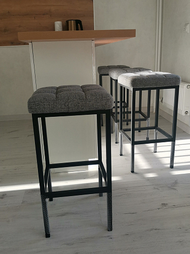 Барный стул Лофт кожзам темно-серый / черный матовый фото покупателя 103