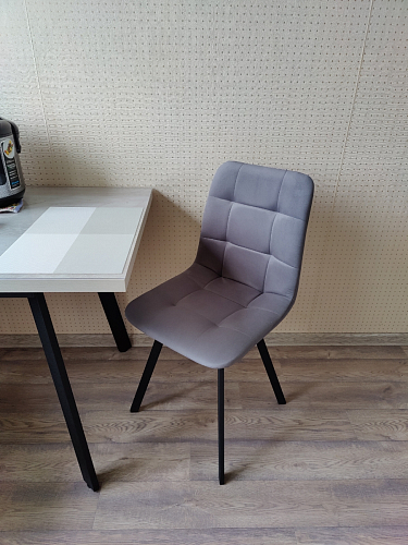 Стул на металлокаркасе Чилли К светло-серый велюр / черный каркас фото покупателя 480