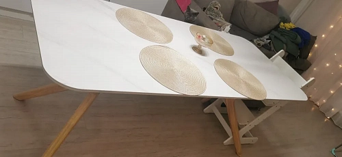 Стол Unika 180x80 белый спеченный камень / светлое дерево фото покупателя 1