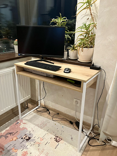 Письменный стол Лео Лофт черный матовый / дуб делано темный фото покупателя 47