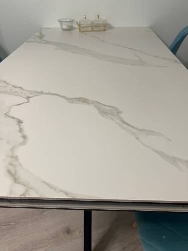 Керамический стол Вилли 140(200)х80 белый мрамор snow white / черный фото покупателя 33