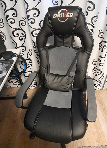 Компьютерное кресло Driver/Драйвер кожзам черный / ткань черный фото покупателя 63