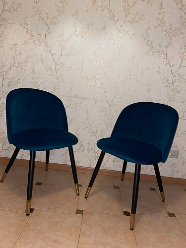 Стул на металлокаркасе Gabi 1 light blue / black / gold фото покупателя 635