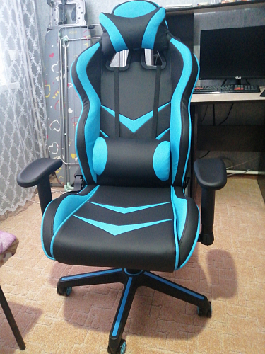 Компьютерное кресло Racer черное / голубое фото покупателя 62