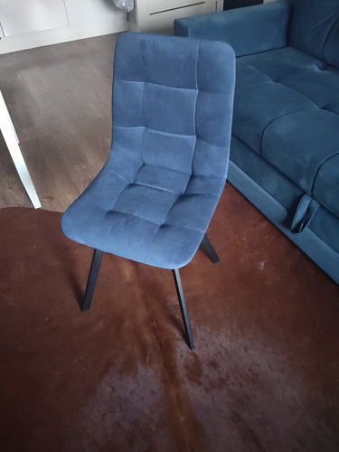 Стул на металлокаркасе Чилли синяя ткань / белый фото покупателя 1415