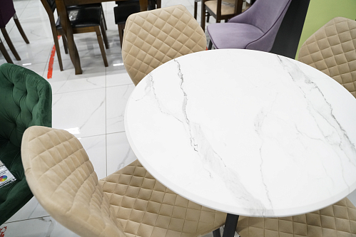 Деревянный стол Абилин 90х76 светло-серый / черный матовый из шоурума 5