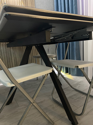 Керамический стол Вилли 140(200)х80 carmen light grey / черный фото покупателя 70