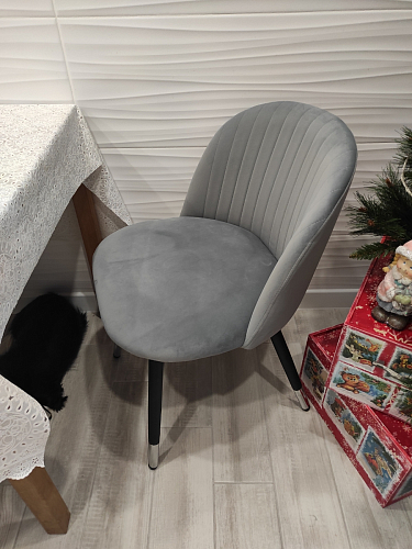 Стул на металлокаркасе Gabi dark beige / black / silver фото покупателя 155