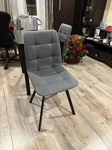 Стул на металлокаркасе Чилли К светло-серый велюр / черный каркас фото покупателя 1345