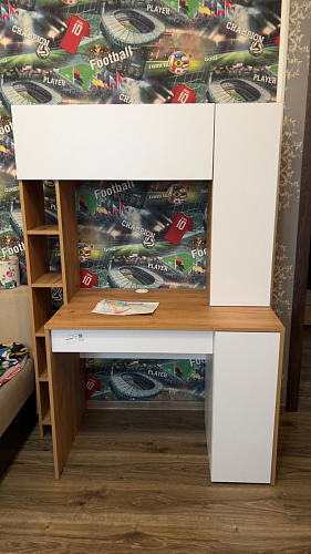 Письменный стол Комфорт 12.71 дуб золотой craft / белая аляска фото покупателя 2