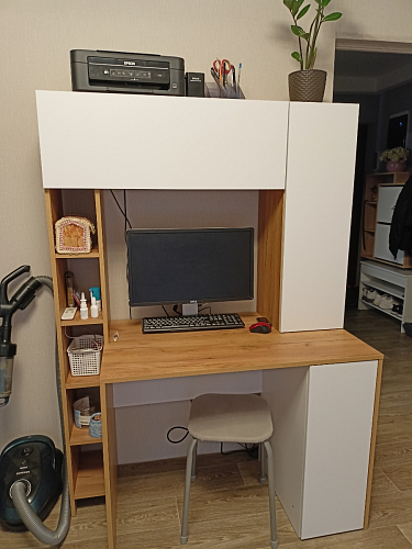 Письменный стол Комфорт 12.71 дуб золотой craft / белая аляска  - Уцененный экземпляр фото покупателя 108