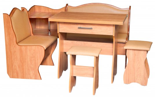 Кухонный уголок Смак-1 ольха / кожзам персик