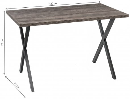 Стол Вик 120х75х77 дуб рошелье / черный матовый