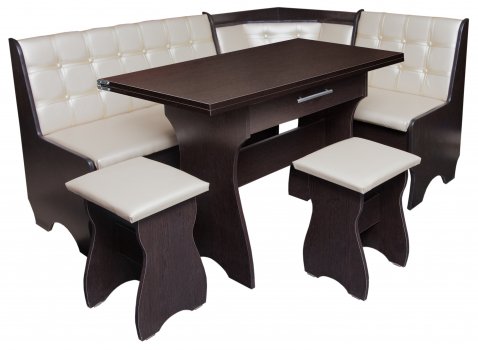 Кухонный уголок Смак-6 дуб / кожзам бежевый / коричневый