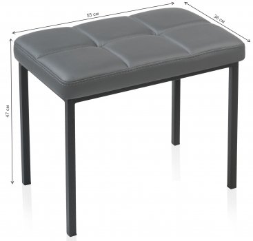 Банкетка Дион кожзам темно-серый / черный матовый